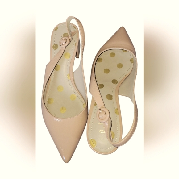 Boden Women's Beige Patent Leather Annie Pointed Toe Slingback Buckle Sz 38 - Picture 8 of 9